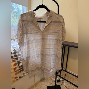 Madewell Beige and Gray Striped Blouse